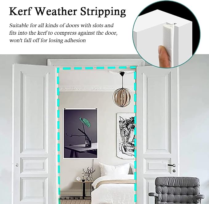 LSGCQ Kerf Weather Stripping for Door Seal Strip, 26 Ft, Front Door Seal Strip - Image 5