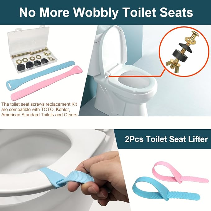 Toilet Seat Screws Replacement Kit, Toilet Seat Bolts Replacement Kit, Metal - Image 5