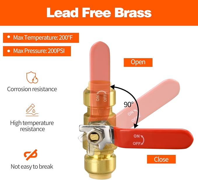 4pcs 1/2" Push Fit Ball Valve - Image 3