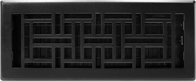 Decor Grates AJH412-BLK Oriental Floor Register, 4x12 Inches, Textured Black - Image 2