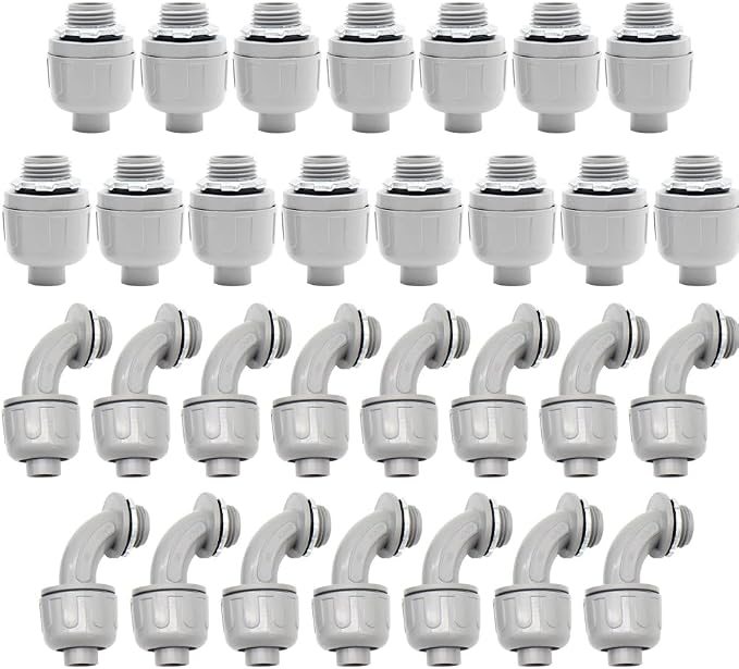 MAKERELE 30 Pack 1/2 Inch PVC Liquid Tight Connectors by MAKERELE