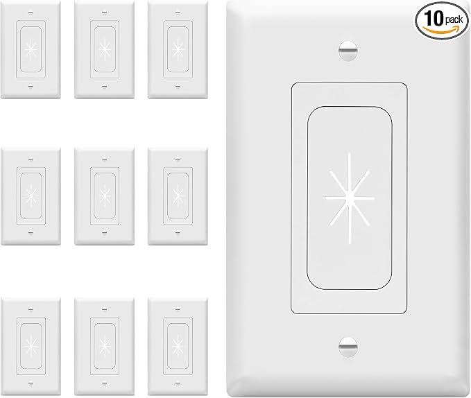 TOPGREENER 1-Gang Flexible Rubber Cable Pass-Through Wall Plate, wall-mount TVs by TOPGREENER