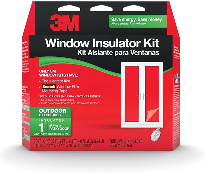 3M Outdoor Patio Door Clear Insulation Kit, Heat or Cold Window Insulation Kit by 3MIndustrial