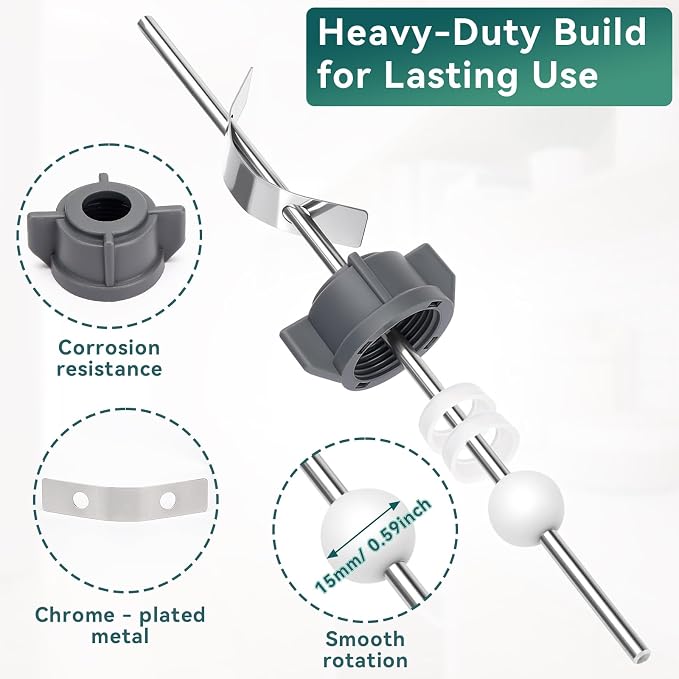 2 Pcs Sink Pivot Rod Replacement, 15MM Ball, Pop Up Center Piece Assembly - Image 2