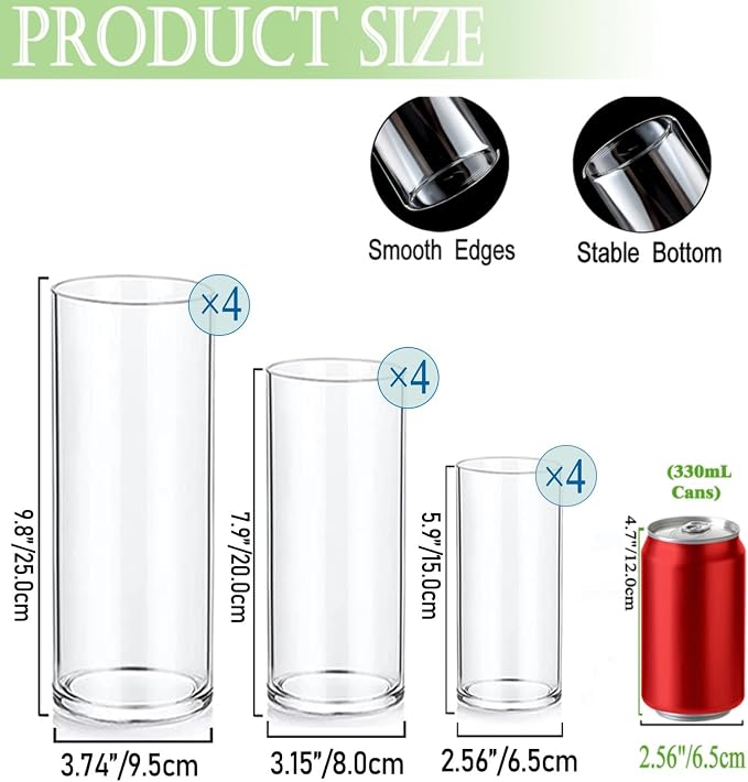 Set of 12 Glass Cylinder Vases for Centerpieces - Image 4