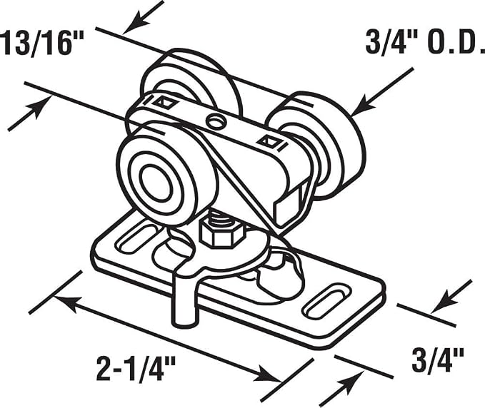 3/4 Inch Sliding Pocket Door Rollers Assembly, Sliding Door Wheels Replacement - Image 2