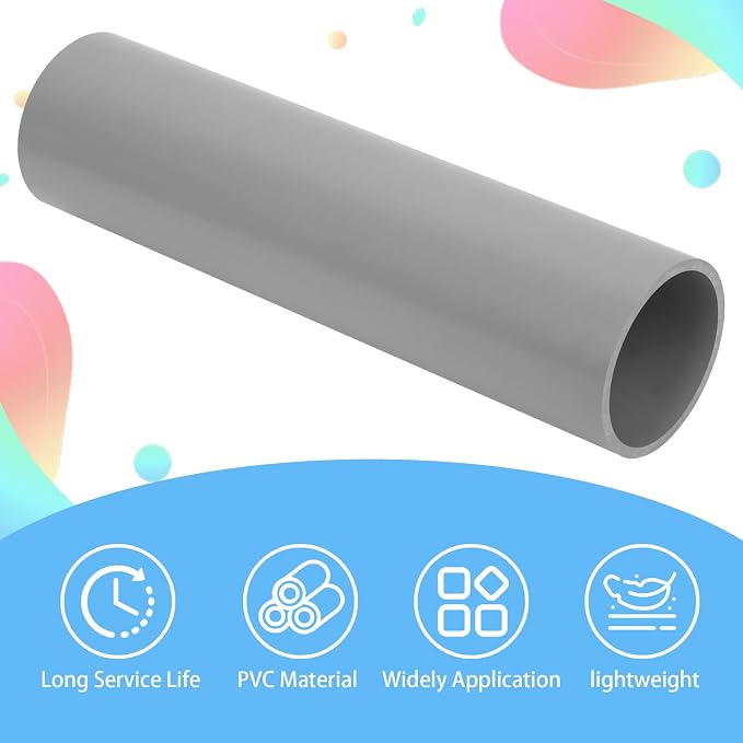 4Inch Grey Electrical Conduit PVC Pipe 17" Long Sch40 PVC Rigid Tube Round - Image 3