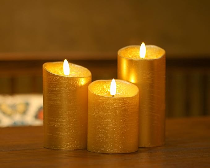 ANGELLOONG Gold Pillar Candles, Flameless Candles - Image 6