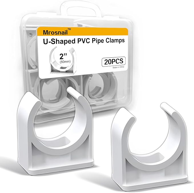 20PCS 50mm PVC Pipe Clamps, U-Shaped Pipe Clips by Mrosnail