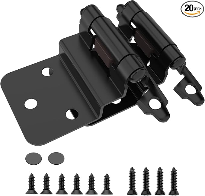 3/8 Inch Inset Cabinet Hinges, 10 Pairs Self Closing Flush Face Mount Hinges by CHIBERY-US