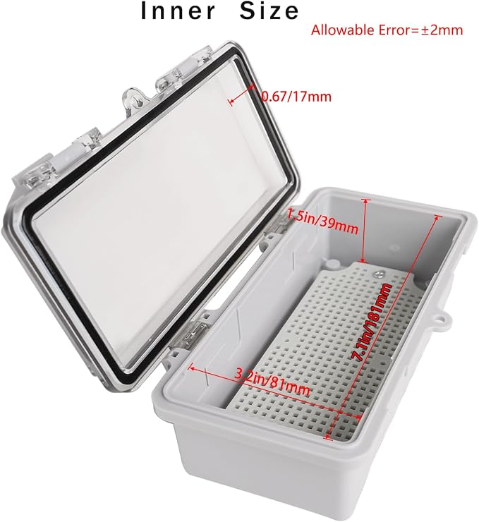 Junction Box, Hinged Grey Clear Cover IP67 Waterproof ABS Project Box - Image 3