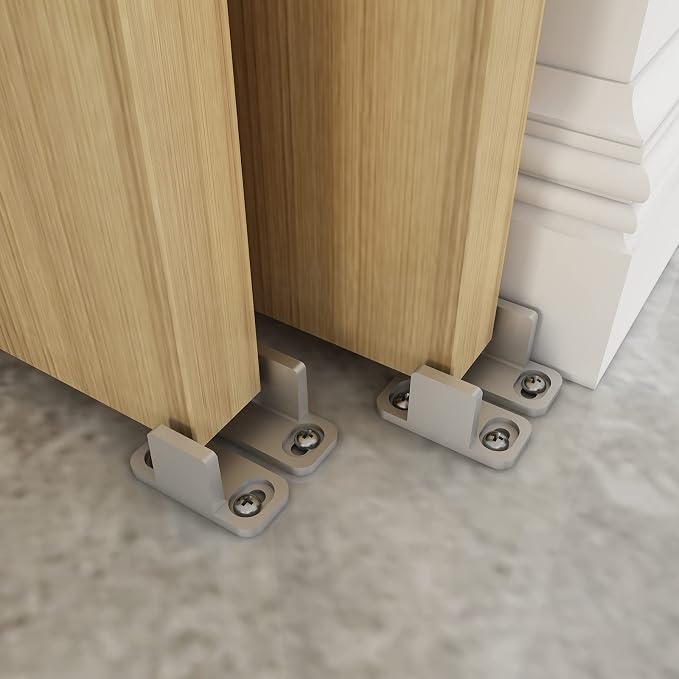 JUBEST Silver Aluminum Floor Guide, Floor Mounted Sliding Barn Door Hardware - Image 3