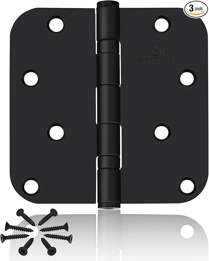 304 Stainless Steel 4 Inch Matte Black Door Hinges 5/8" Radius Corners Interior by SORGMACH