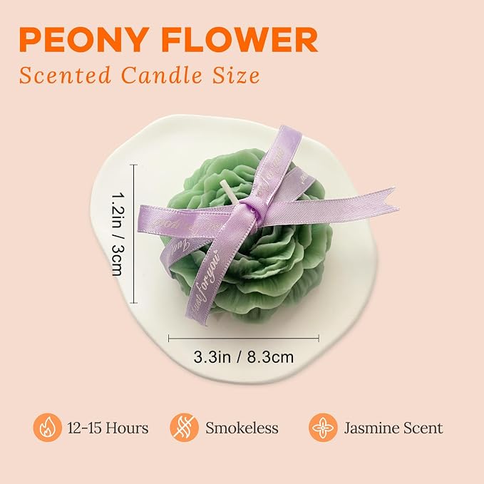 Turquoise Green Peony Flower Shape Candles - Image 6