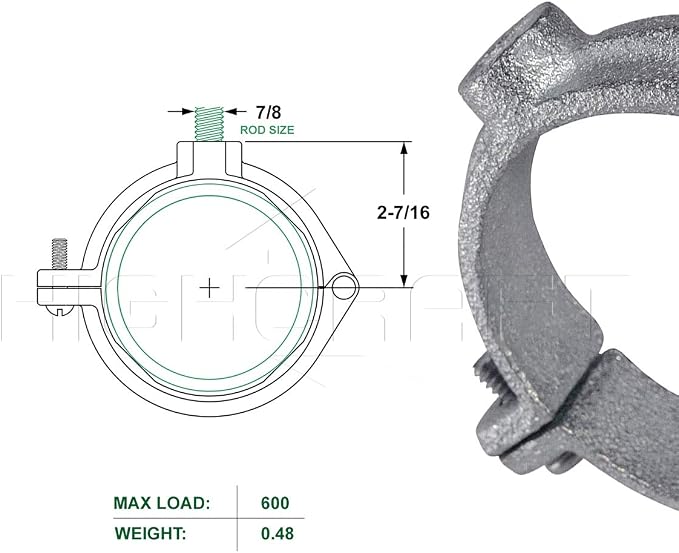HIGHCRAFT HINGG-03-5 Industrial Decor Hinged Split Ring Pipe Hanger 3 in. - Image 6