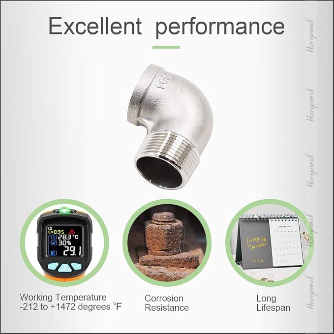 1'' NPT Stainless Steel Elbow, 90 Degree Water Hose Elbow - Image 3