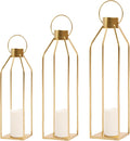 HPC DECOR Modern Farmhouse Lantern Decor- 22''19''16''Tall Large Gold Metal by HPCDECOR