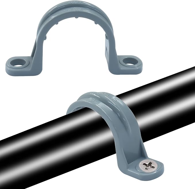 3/4 Inch PVC Pipe Strap, 20 Pack | 2-Hole, Plastic Conduit Clamp, Pipe Supports - Image 5