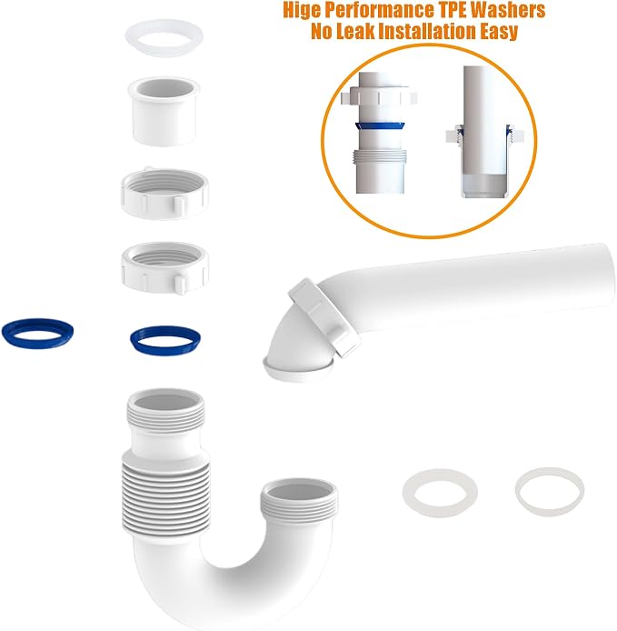 Flexible P Trap for Bathroom Sink, Flex Drain Pipe for Bathroom Sink Drain Kit - Image 2