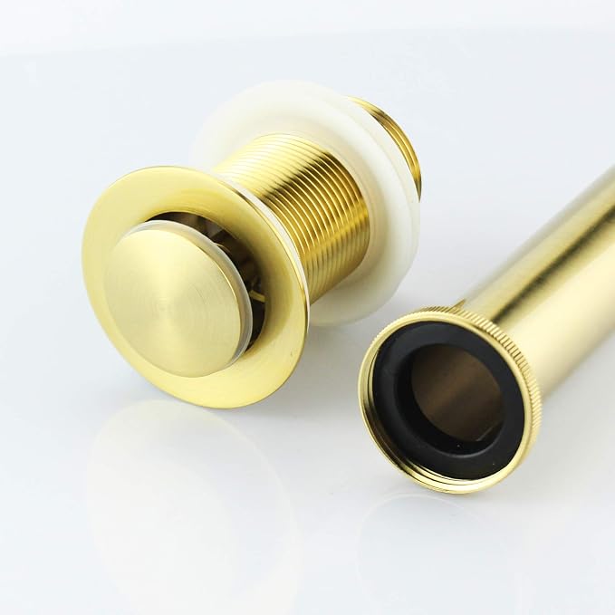 Bathroom Sink Pop Up Drain Without Overflow, Small Cap, Brushed Gold - Image 3