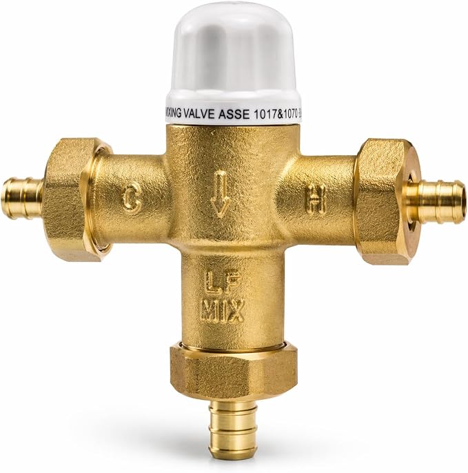 1/2" F1807-PEX Thermostatic Mixing Valve, Cert: ASSE, NSF | TMV, Precise water by AZKGlobal