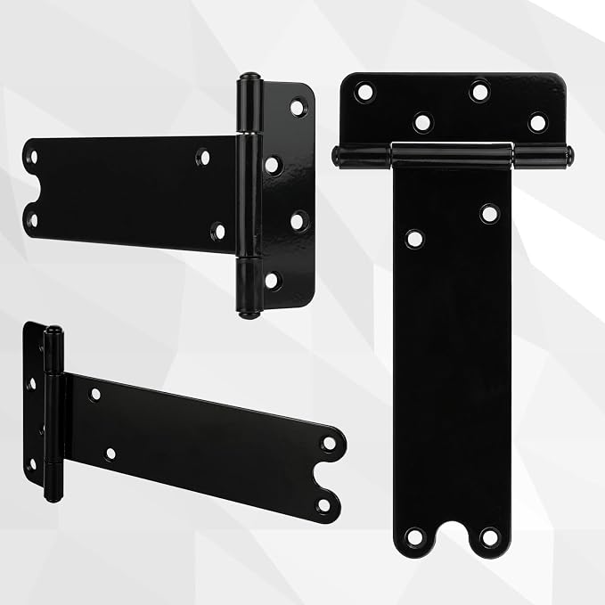 8 in T-Strap Shed Door Hinges, 2 Pack Heavy Duty Tee Hinge, 300 Lbs Capacity | - Image 6