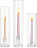Glasseam Hurricane Taper Candle Holders: 3 Pcs Glass Candlestick by Glasseam