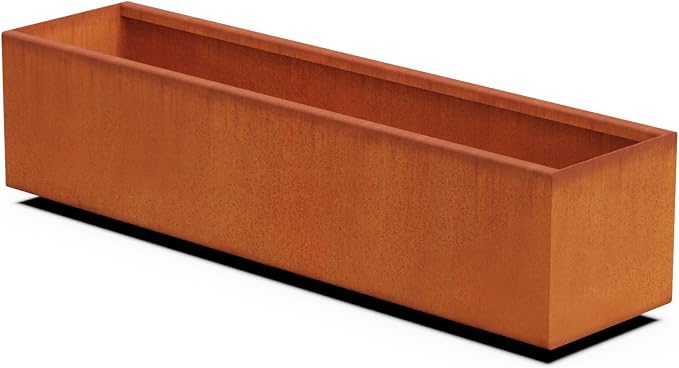 Large Rectangular Planters for Outdoor Plants 48 Inch Corten Steel Planter Box by Plantercraft