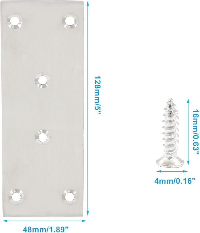 Bonsicoky Flat Straight Brace Brackets, Fixing Mending Joining Plates, Shelf - Image 2