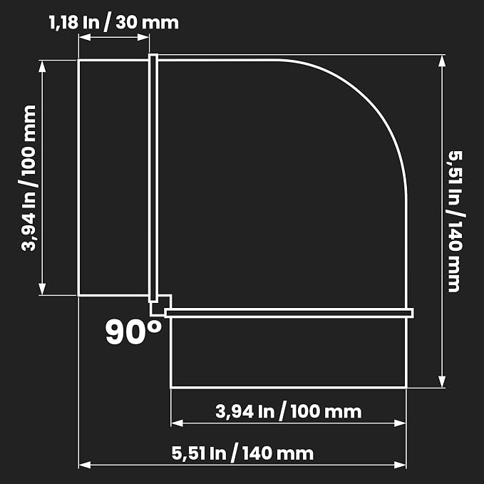 Repa Market Pack of 2 90 Degree 4 Inch Duct Elbow Pipe Connector - Image 2