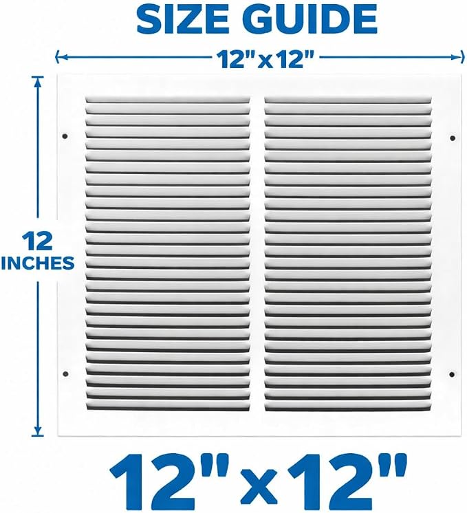 12x12 Air Return Vent Cover, Solid Steel White, 20 Pack - Image 4