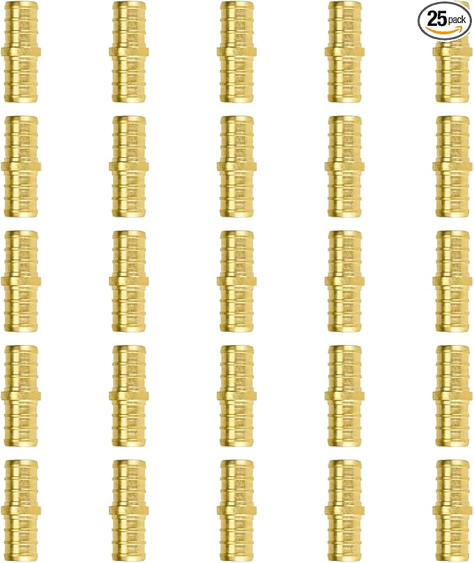 25-Pack 1/2" PEX Coupling, 1/2 Inch PEX Fittings | Brass by SUNGATOR