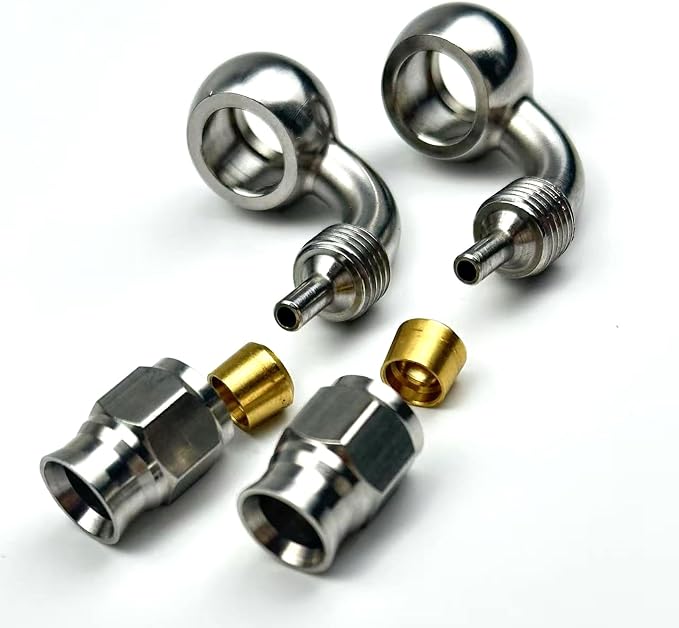 2pcs stainless steel 90 degrees female AN3-3 3AN to metric M10 10mm 0.4in banjo - Image 4