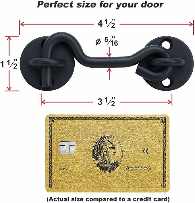 4" Privacy Hook and Eye Gate Door Latch - Image 3