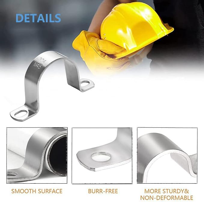 1-1/4 Inch U-Tube Strap Clamp, Stainless Steel-304, U-Bracket Pipe Strap Clamp - Image 4