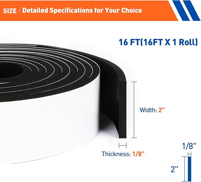 MAGZO 2in Wide X 1/8in Thick Foam Insulation Tape - Image 2
