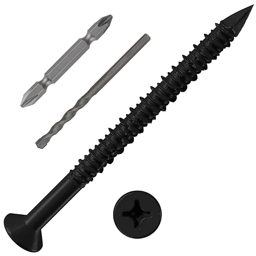 WenSilon 1/4" x2-3/4 Black Concrete Screw Anchor Black Flat Head by Wensilon