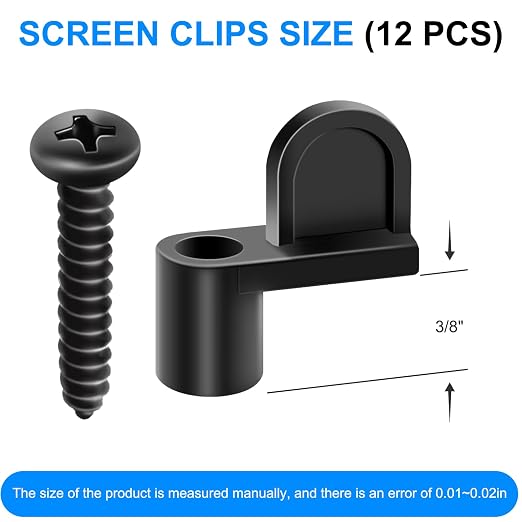 12 Pack 3/8'' Window Screen Clips, Diecast Door Glass Screen Door Clips | - Image 2