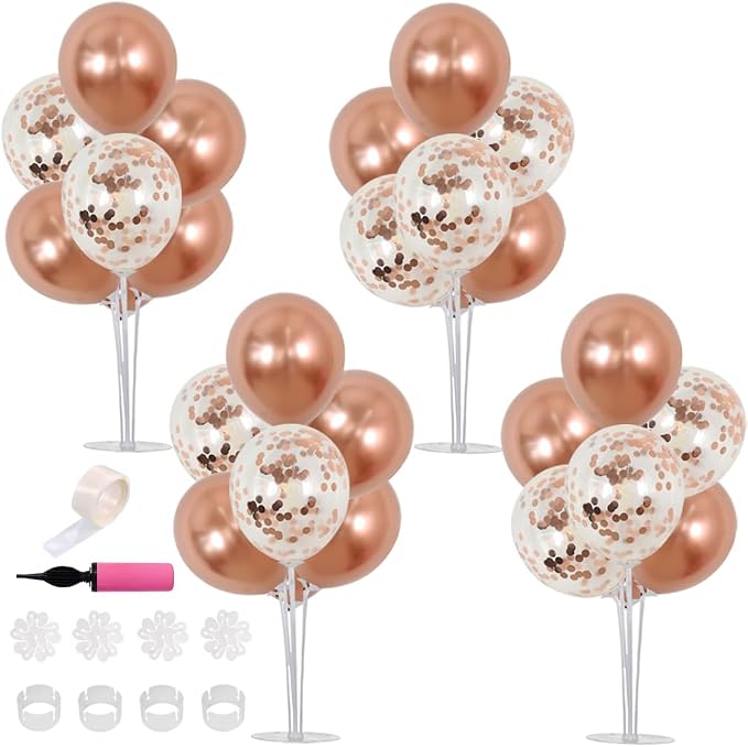 TONIFUL 4 Set Rose Gold Balloons Stand Balloon Centerpiece by TONIFUL