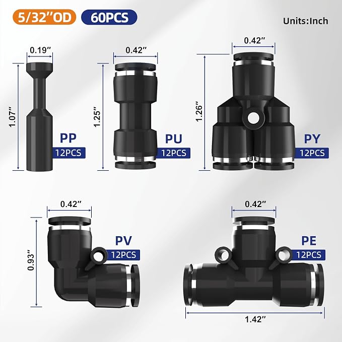 5/32”OD 4mm Push to Connect Fittings - Image 2