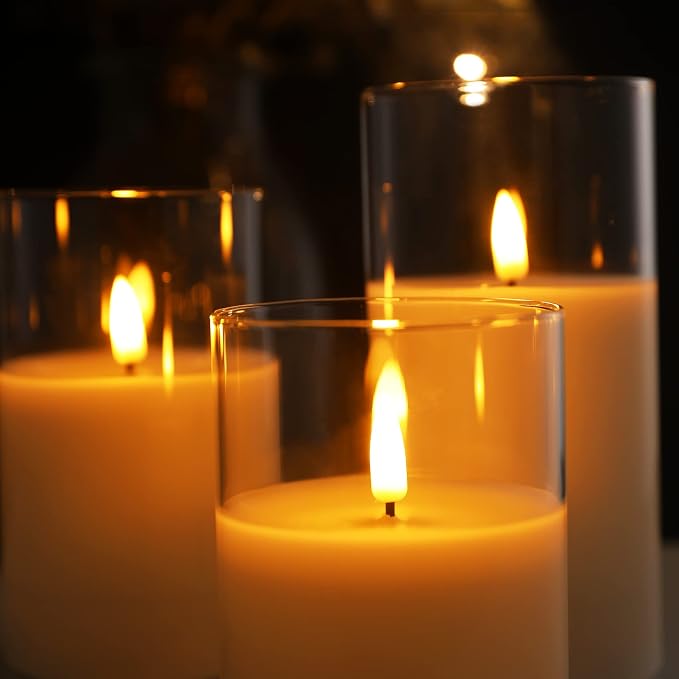 Clear Glass Flameless Candles - Image 7
