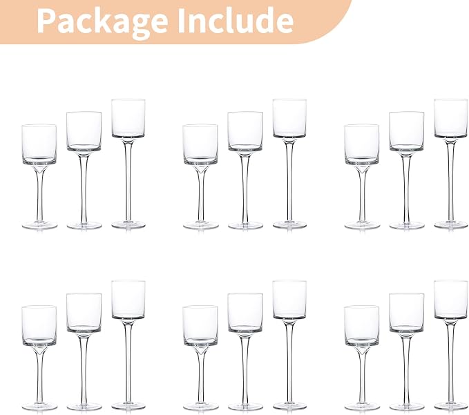 NUPTIO Stemmed Glass Candle Holders, Long Stem Base - Image 3