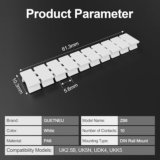 20Pcs ZB6 Blank Terminal Marker Strip, DIN Rail Terminal Block Mark Labels | - Image 4