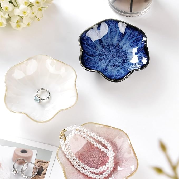 Lotus Leaf Shape Ring Holder Dish, Small Key Bowl, Ceramic Trinket Tray Jewelry - Image 6