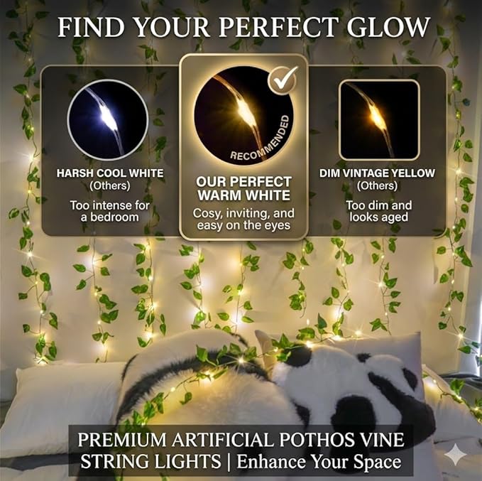 33FT 100LED Pothos Vine Fairy Lights Battery Operated Copper Wire | String - Image 3