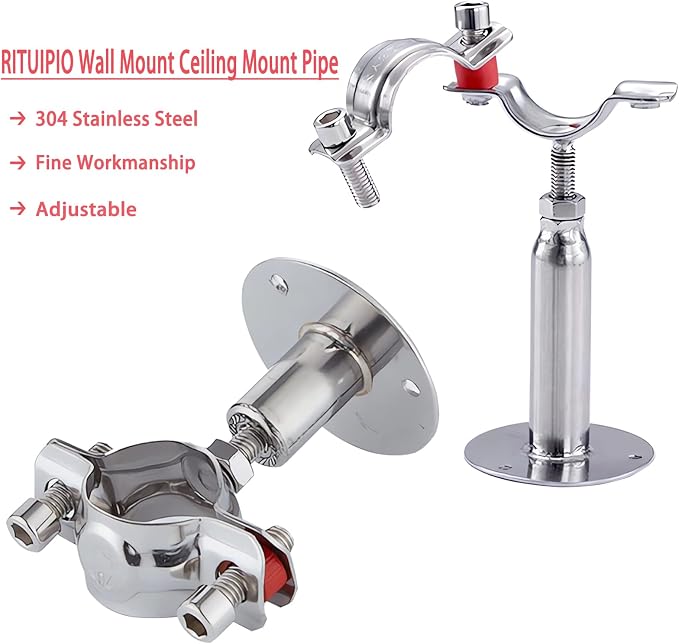2PCS wall Mount Ceiling Mount Pipe 304 Stainless Steel Pipe Supports Pipe - Image 3
