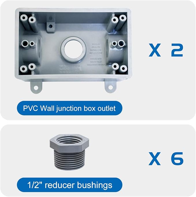 Electrical Box, Weatherproof PVC Outlet Box, 1/2" & 3/4" Threaded, 1/2" & 3/4" - Image 5