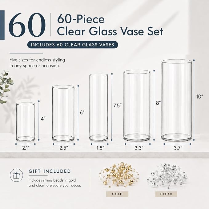 60pcs Glass Vase Cylinder Vases - Image 5