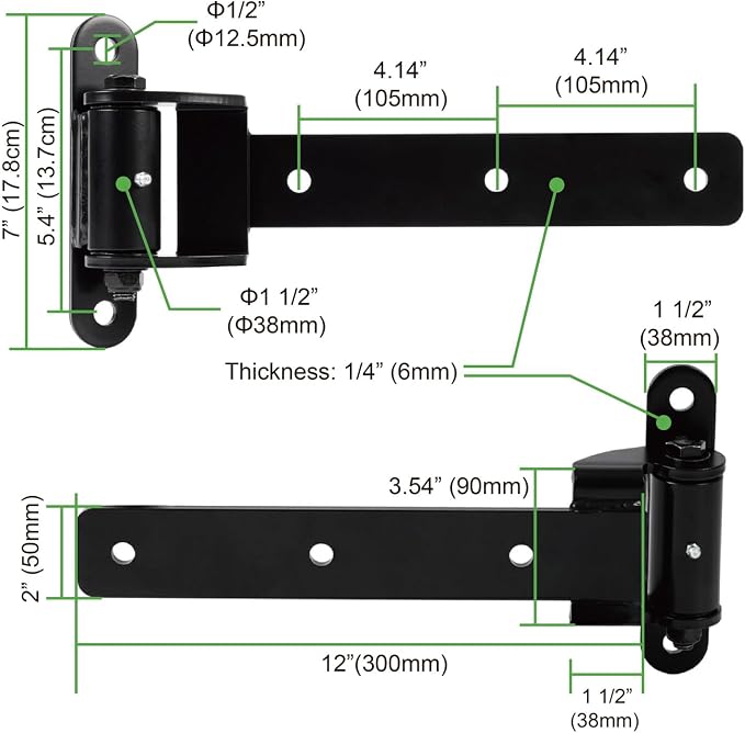 Heavy Duty Bolt on Weld on Cranked Roller Bearing 13" Strap Hinges - Image 6