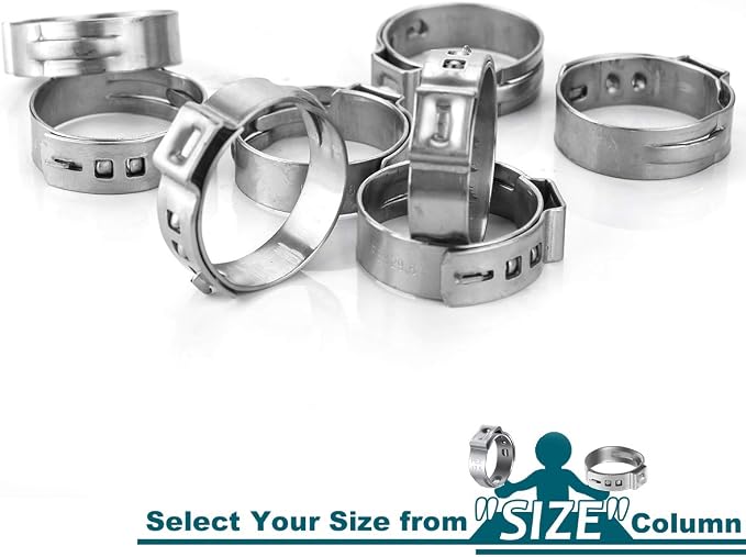 LOKMAN 50 Pack 5/8 Inch PEX Cinch Clamps, Stainless Steel Cinch Crimp Rings - Image 3